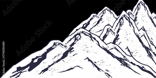 Modern sand textured mountain background. Spray painted mountain landscape. Isolated on black and white background. Can be used for prints, posters, covers and banners. eps 10