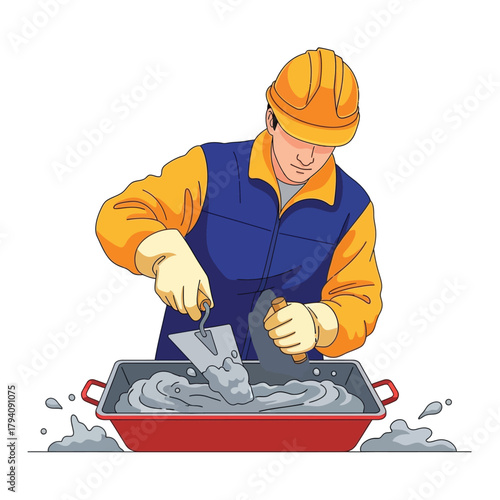 Mixing Cement with a Trowel Construction Work in Progress