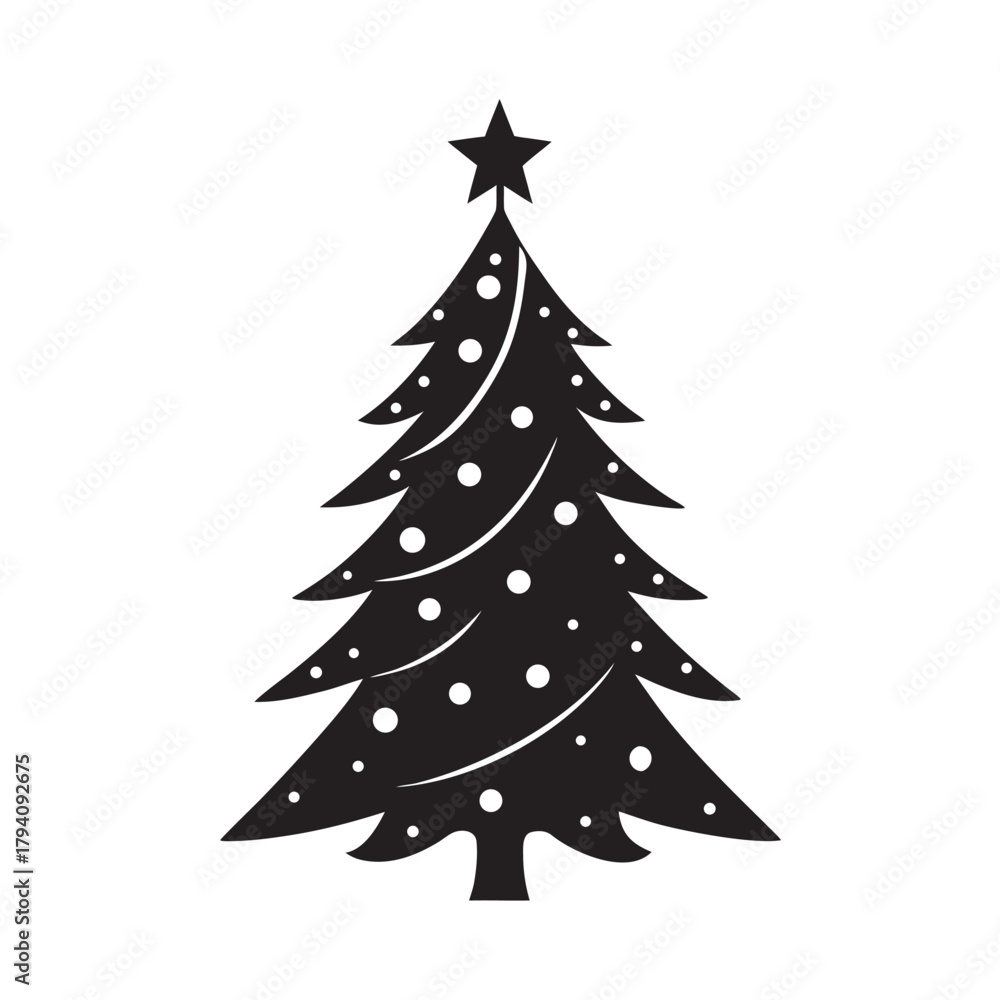 Obraz premium Twinkle Light Christmas Tree Silhouette Outline