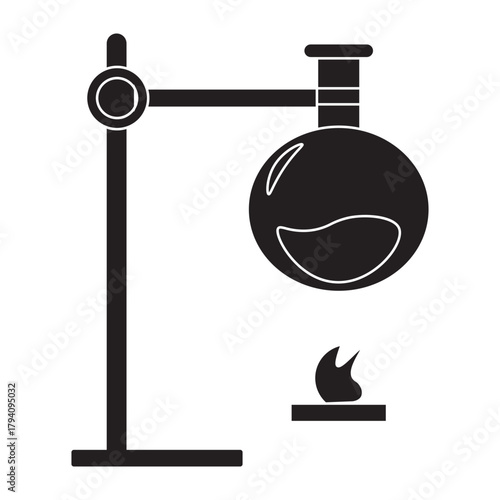 heating chemical flask with bunsen burner glyph icon