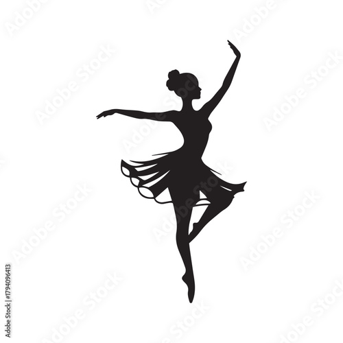 Elegant silhouette of a ballerina dancing modern illustration vector.
