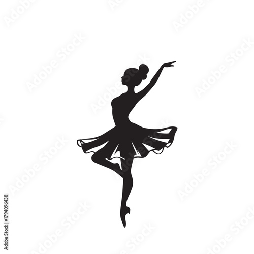 Elegant silhouette of a ballerina dancing modern illustration vector.