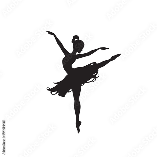 Elegant silhouette of a ballerina dancing modern illustration vector.