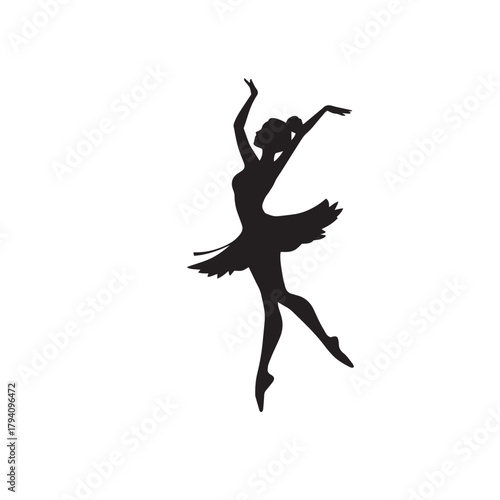 Elegant silhouette of a ballerina dancing modern illustration vector.