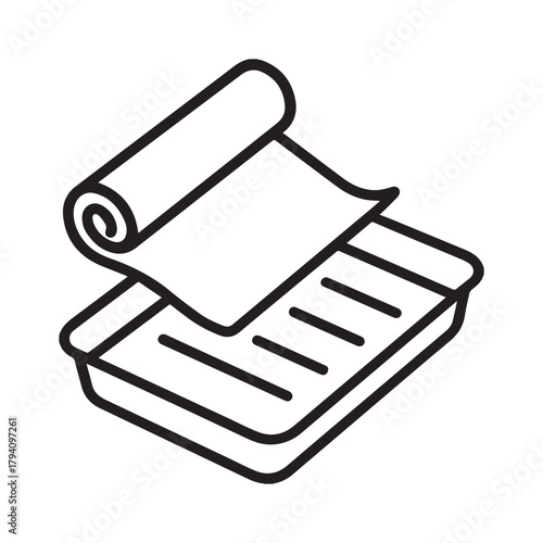 Parchment paper roll with sheet outline icon vector