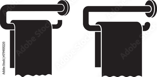 Two toilet paper rolls on holders silhouette