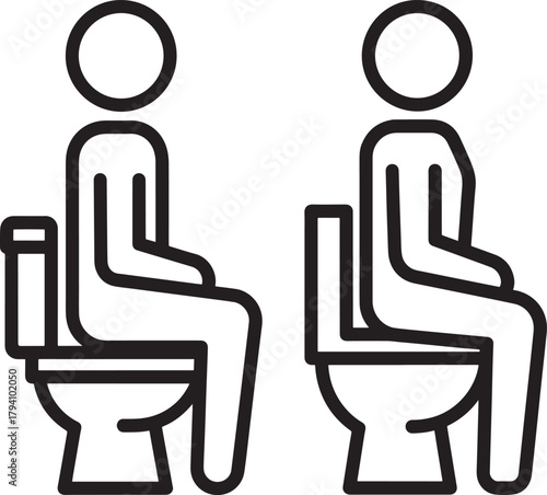 Two figures sitting on toilet silhouette