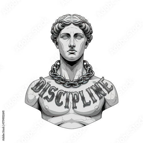 Statue with Discipline Chain - Strength and Focus.