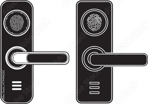 Modern smart door lock handles silhouette
