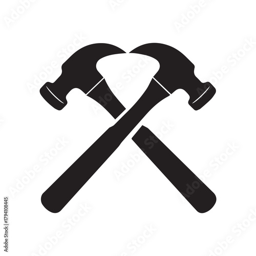Negative Space Star Crossed Hammer Logo Showing Excellence Achievement and Strength
