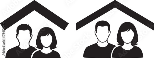 Couple under roof silhouette