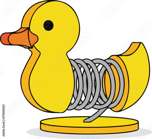 Classic Yellow Duck Spring Rider Toy for Playground Fun Illustration