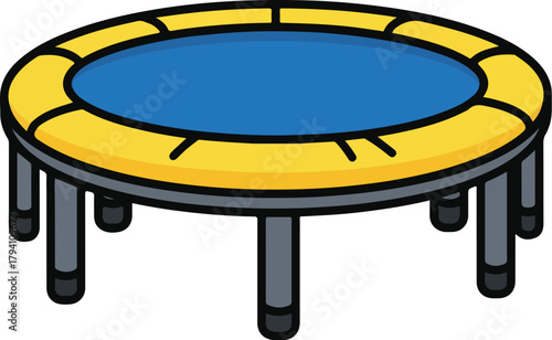 Cartoon Mini Trampoline Icon for Fitness Exercise and Kids Play Isolated