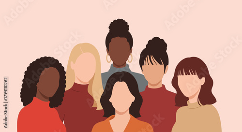 Diverse Women Unity Illustration - Empowerment & Sisterhood Vector Art
