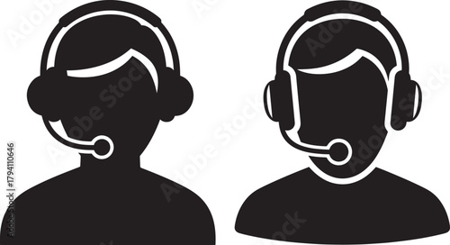 Two customer service agent silhouettes