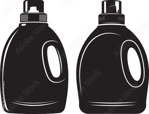 Two black laundry detergent bottles silhouette