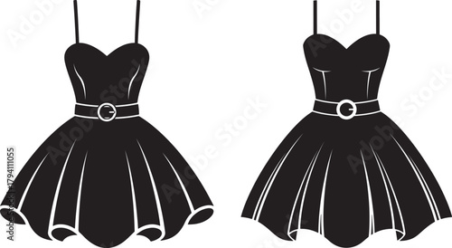Two black cocktail dresses silhouette