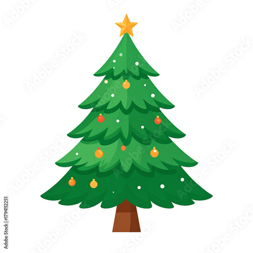 Cute Christmas Tree Clipart Green tree with deecorations on transparent background