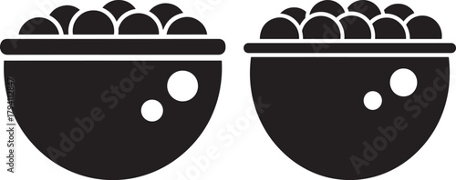 Two acorn silhouettes filled with seeds