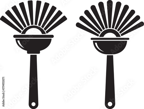 Two plunger brushes silhouette