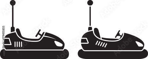 Two bumper cars silhouette