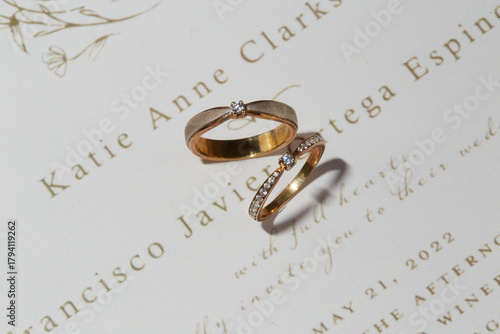 wedding rings on the table