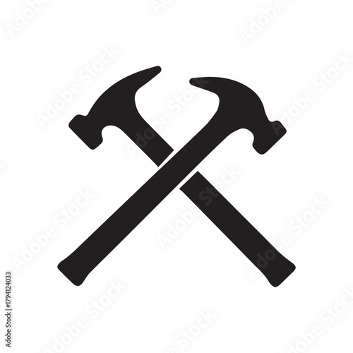 Thick Thin Hammer Emblem Representing Contrast Power and Skilled Industry