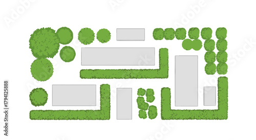 Minimalist architectural floor plan showing a lounge area layout with various seating arrangements and abstract circular elements.