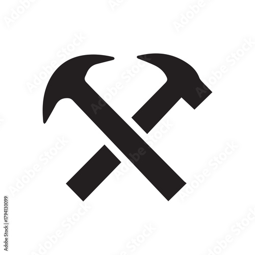 Organic Negative Space Hammer Emblem Representing Sustainability Strength and Skilled Work