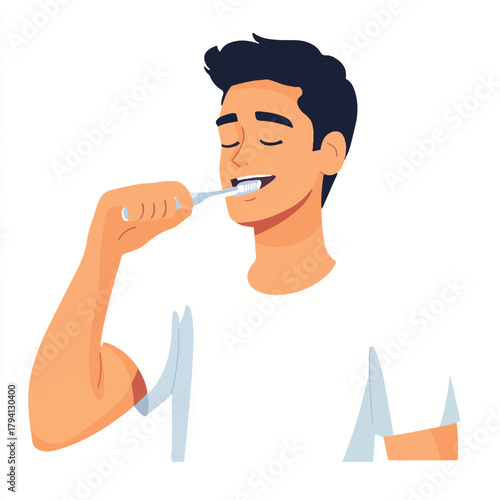  Man Brushing Teeth Oral Hygiene Routine