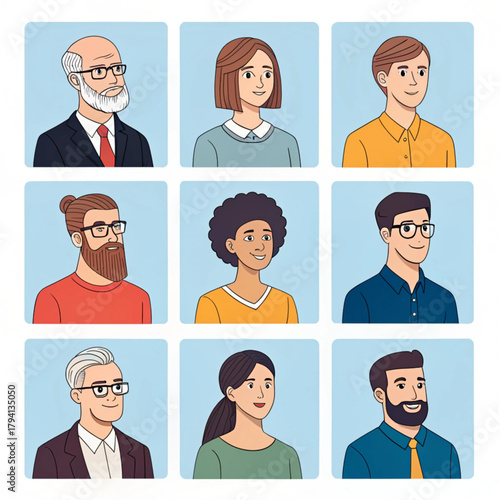 Diverse group of people portraits in a grid layout