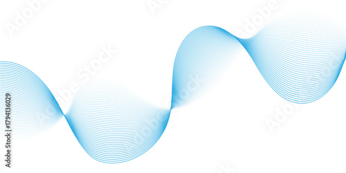 Modern abstract wave digital blue and white geometric technology. Abstract line wave gradient poster blend background vector.	