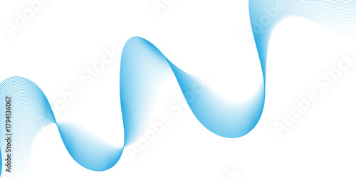 Modern abstract wave digital blue and white geometric technology. Abstract line wave gradient poster blend background vector.	