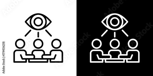 Supervision Icon Set. Clean Line Design With Light And Dark Versions For Versatile Use.