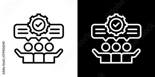 Teamwork Icon Set. Clean Line Design With Light And Dark Versions For Versatile Use.