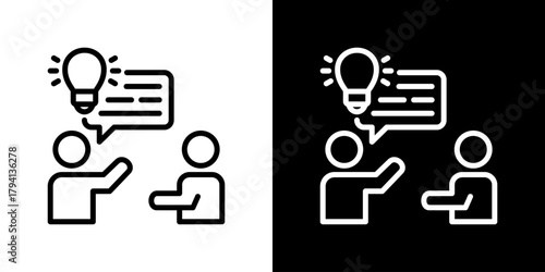 Coaching Icon Set. Clean Line Design With Light And Dark Versions For Versatile Use.