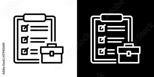 Assignment Icon Set. Clean Line Design With Light And Dark Versions For Versatile Use.