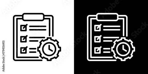 Planning Icon Set. Clean Line Design With Light And Dark Versions For Versatile Use.