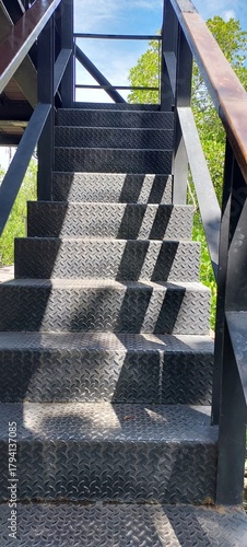 stair staircase steel structure geometric shape abstract pattern of observation tower
