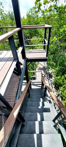 steel structure geometric shape abstract pattern of observation tower , close up