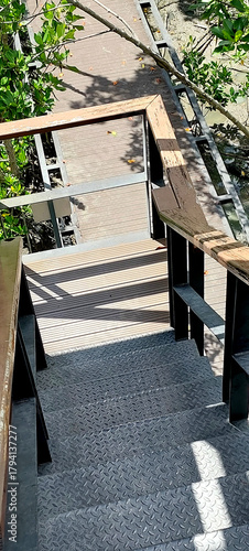 steel structure geometric shape abstract pattern of observation tower , close up