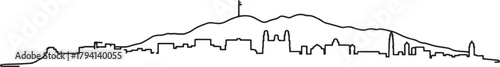 Barcelona skyline linear drawing on transparent background for architectural designs