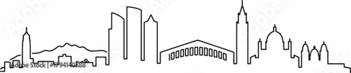 Madrid skyline linear drawing on transparent background for architectural designs
