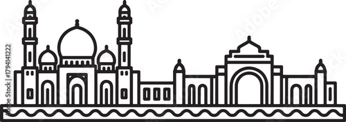 Outline drawing city of Islamabad Pakistan with architecture building structure