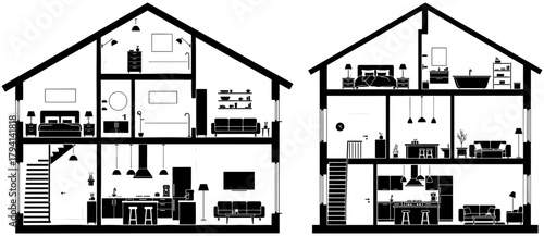 Detailed house floor plan showcasing interior design and architectural layout