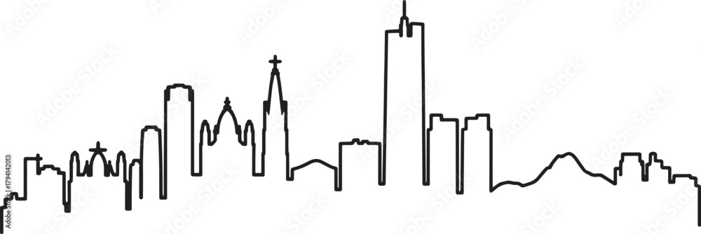 Obraz premium Silhouette outline of San Antonio city Texas downtown architecture skyline at daytime
