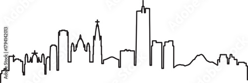 Silhouette outline of San Antonio city Texas downtown architecture skyline at daytime