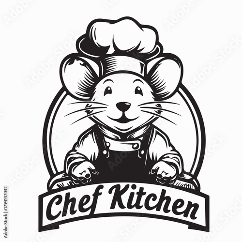 Cute Mouse Wearing Chef Costume Vector Image on white background