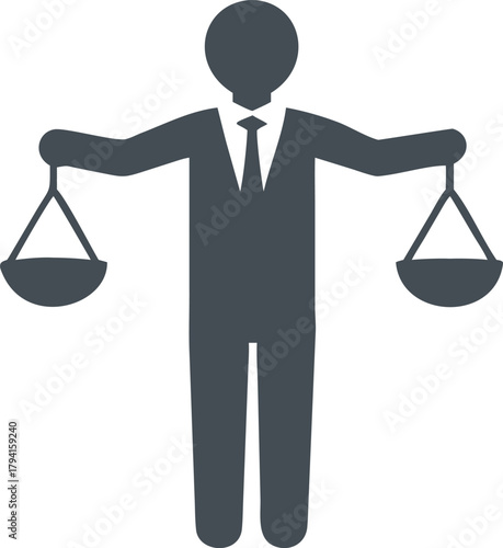 A silhouetted figure holding scales of justice representing impartiality and law