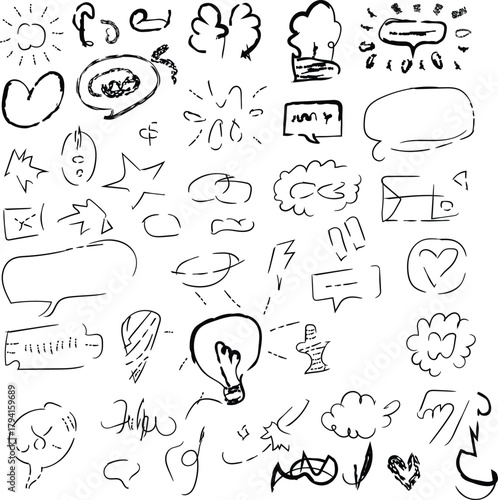 hand drawn speech bubbles Set